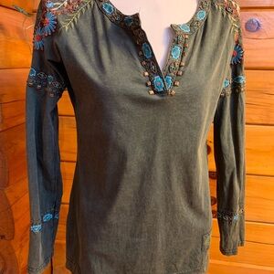 Double D Ranch Greed Embroidered Shirt Size Small